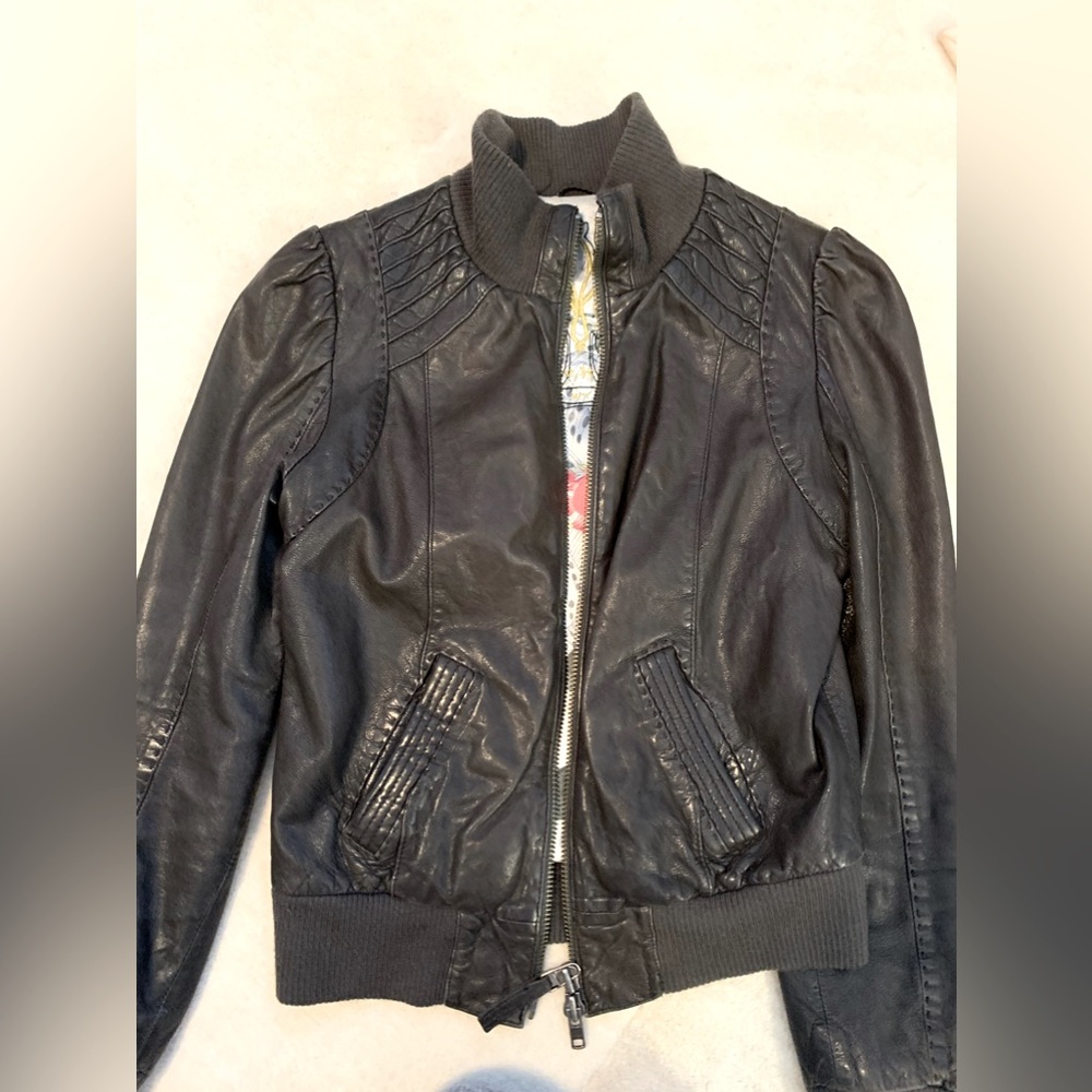 Mackage Leather Bomber Jacket